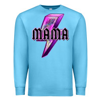 Ocean Blue mama neon leopard lightning bolt Premium Sweatshirt - texasbilliewilder