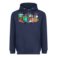 Navy hair hustler coffee cups Heavyweight Hoodie - texasbilliewilder