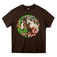Chocolate Brown Horse Christmas Heavy Core Tee - LillyAllenDesigns