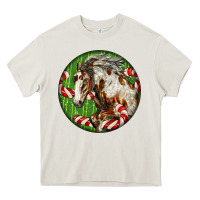 Cream Horse Christmas Heavy Core Tee - LillyAllenDesigns