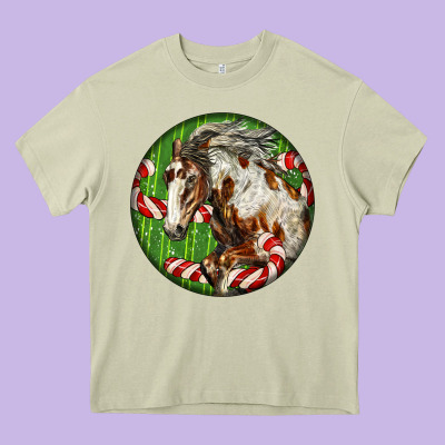 Horse Christmas Heavy Core Tee Designed By Lillyallendesigns