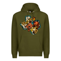 Army Green rodeo sunflower texas map Premium Hoodie - JahusDesignShop