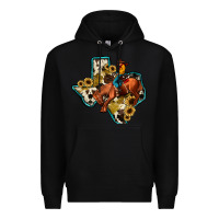 Black rodeo sunflower texas map Premium Hoodie - JahusDesignShop