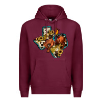 Burgundy rodeo sunflower texas map Premium Hoodie - JahusDesignShop