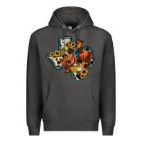 Charcoal Heather rodeo sunflower texas map Premium Hoodie - JahusDesignShop