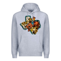Heather Grey rodeo sunflower texas map Premium Hoodie - JahusDesignShop