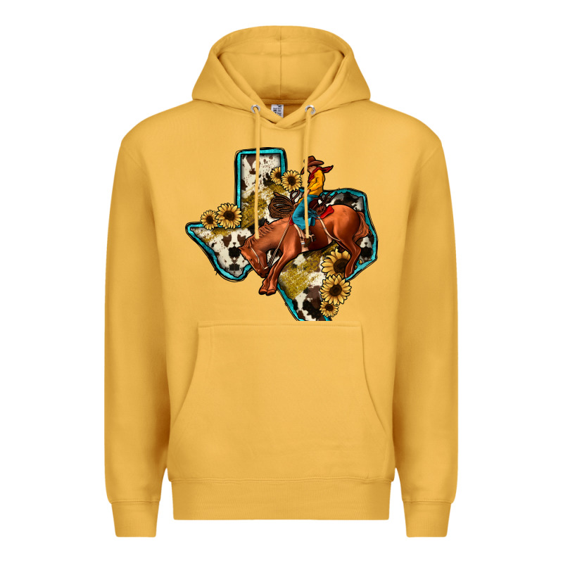 Rodeo Sunflower Texas Map Premium Hoodie by JahusDesignShop | Teevron