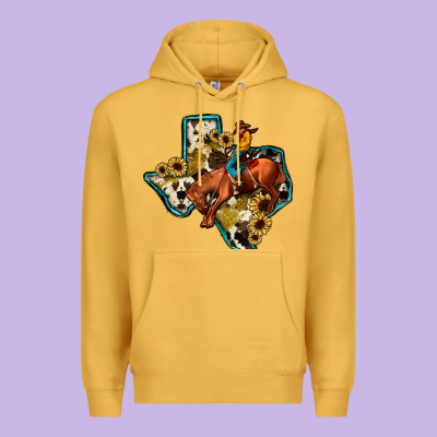 Rodeo Sunflower Texas Map Premium Hoodie Designed By Jahusdesignshop