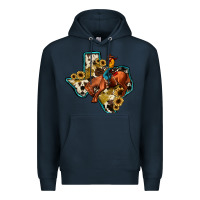 Navy rodeo sunflower texas map Premium Hoodie - JahusDesignShop