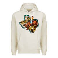 Oatmeal Heather rodeo sunflower texas map Premium Hoodie - JahusDesignShop