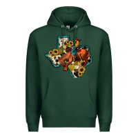 Sports Green rodeo sunflower texas map Premium Hoodie - JahusDesignShop