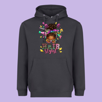 Heavyweight Hoodie hair stylist afro messy bun