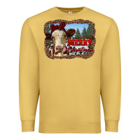 Antique Gold merry christmas heifer cow with farm Premium Sweatshirt - RanaPortraitStore