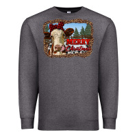 Charcoal Heather merry christmas heifer cow with farm Premium Sweatshirt - RanaPortraitStore