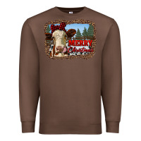 Chestnut merry christmas heifer cow with farm Premium Sweatshirt - RanaPortraitStore