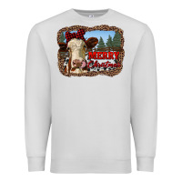 Dove Grey merry christmas heifer cow with farm Premium Sweatshirt - RanaPortraitStore