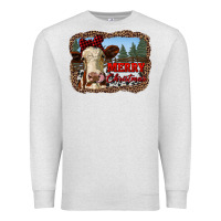 Oatmeal Heather merry christmas heifer cow with farm Premium Sweatshirt - RanaPortraitStore