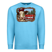 Ocean Blue merry christmas heifer cow with farm Premium Sweatshirt - RanaPortraitStore