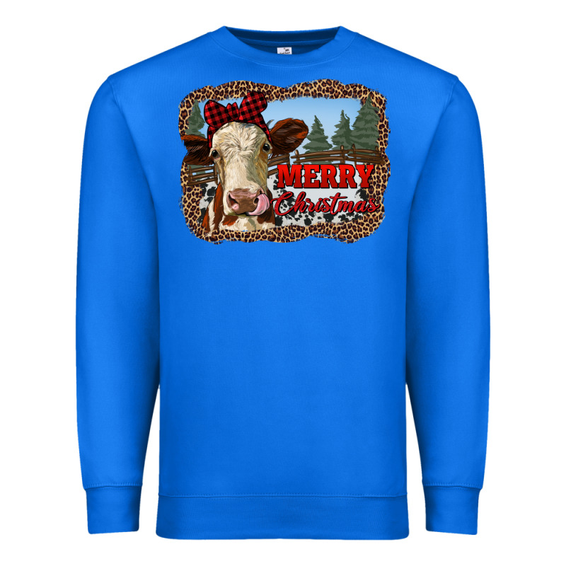 Merry Christmas Heifer Cow With Farm Premium Sweatshirt by RanaPortraitStore | Teevron