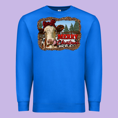 Merry Christmas Heifer Cow With Farm Premium Sweatshirt Designed By Ranaportraitstore