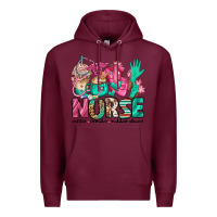 Burgundy nurse coffee scrubs rubber gloves Premium Hoodie - Jasminsmagicworld