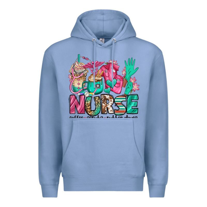 Nurse Coffee Scrubs Rubber Gloves Premium Hoodie by Jasminsmagicworld | Teevron