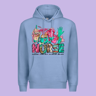 Nurse Coffee Scrubs Rubber Gloves Premium Hoodie Designed By Jasminsmagicworld