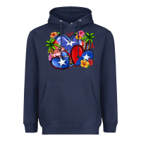 Navy puerto rico hearts Heavyweight Hoodie - Zillion Design Studio
