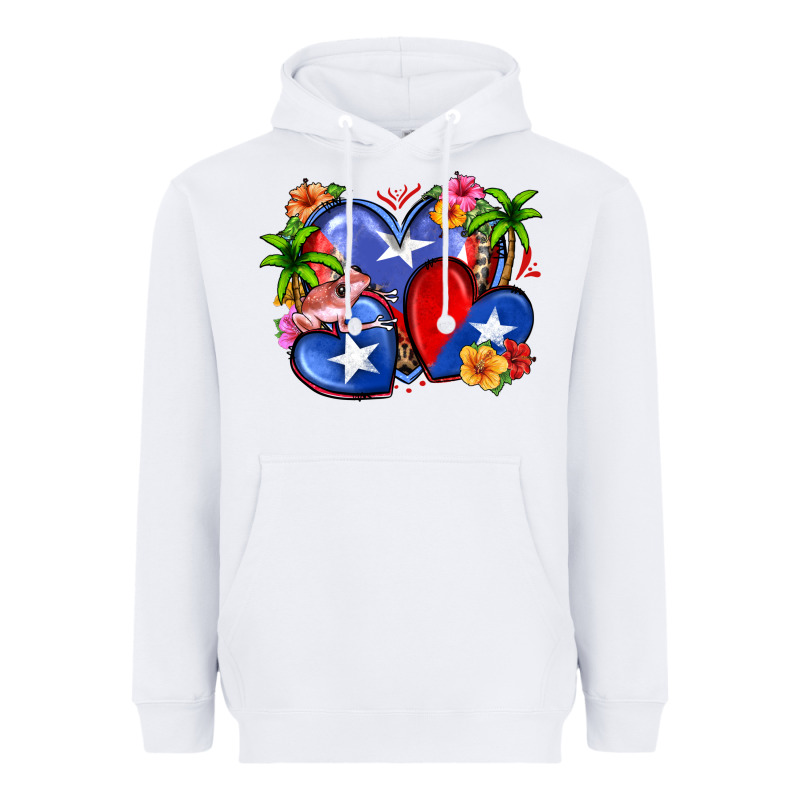Puerto Rico Hearts Heavyweight Hoodie by Zillion Design Studio | Teevron
