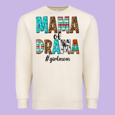Mama Of Drama Girl Mom Premium Sweatshirt Designed By Texasbilliewilder