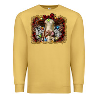 Antique Gold heifer cow christmas western background Premium Sweatshirt - RanaPortraitStore