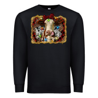 Black heifer cow christmas western background Premium Sweatshirt - RanaPortraitStore