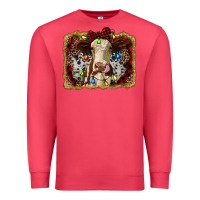 Heifer Cow Christmas Western Background Premium Sweatshirt | Teevron