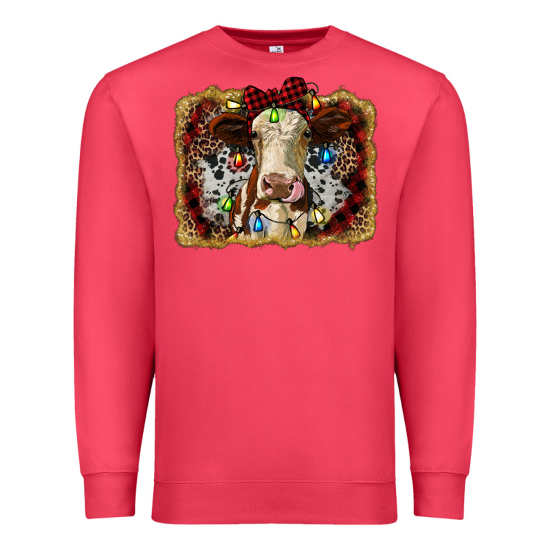 Heifer Cow Christmas Western Background Premium Sweatshirt by RanaPortraitStore | Teevron