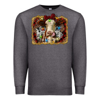 Charcoal Heather heifer cow christmas western background Premium Sweatshirt - RanaPortraitStore