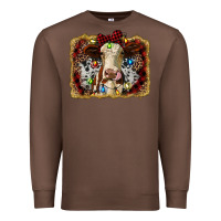 Chestnut heifer cow christmas western background Premium Sweatshirt - RanaPortraitStore