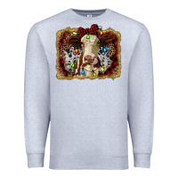 Heather Grey heifer cow christmas western background Premium Sweatshirt - RanaPortraitStore