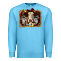 Ocean Blue heifer cow christmas western background Premium Sweatshirt - RanaPortraitStore