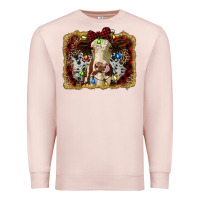 Pale Pink heifer cow christmas western background Premium Sweatshirt - RanaPortraitStore