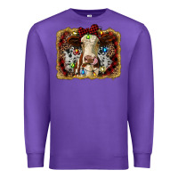 Purple heifer cow christmas western background Premium Sweatshirt - RanaPortraitStore