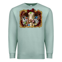 Seafoam heifer cow christmas western background Premium Sweatshirt - RanaPortraitStore