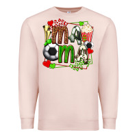 Pale Pink mama soccer with popcorn Premium Sweatshirt - texasbilliewilder