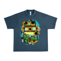 Midnight Navy Alabama Map Sunflower Cactus Serape Urban Heavy Tee - RanaPortraitStore
