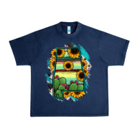 Navy Alabama Map Sunflower Cactus Serape Urban Heavy Tee - RanaPortraitStore