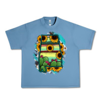 Pebble Blue Alabama Map Sunflower Cactus Serape Urban Heavy Tee - RanaPortraitStore