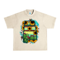 Sandshell Alabama Map Sunflower Cactus Serape Urban Heavy Tee - RanaPortraitStore