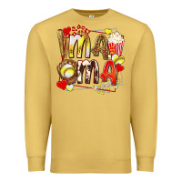 Antique Gold mama softball baseball with popcorn Premium Sweatshirt - texasbilliewilder