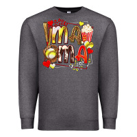 Charcoal Heather mama softball baseball with popcorn Premium Sweatshirt - texasbilliewilder