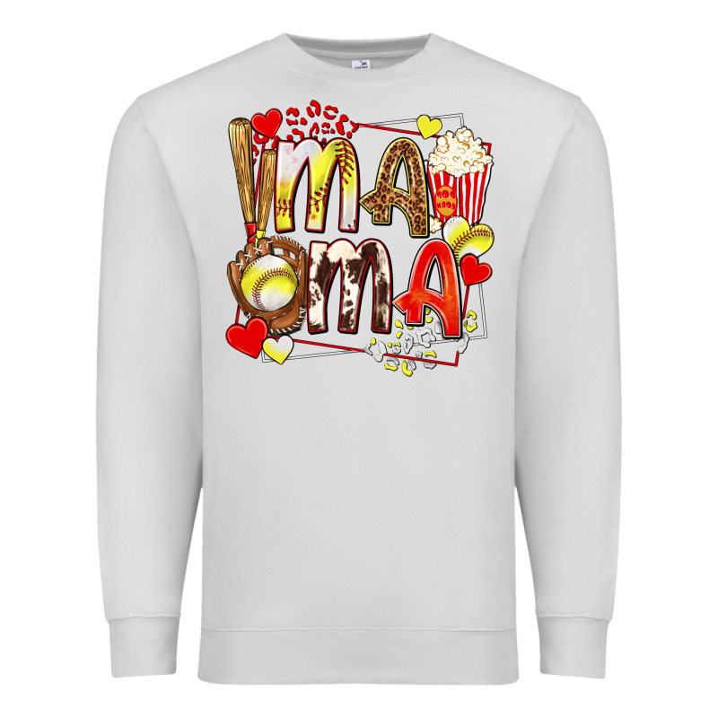 Mama Softball Baseball With Popcorn Premium Sweatshirt by texasbilliewilder | Teevron