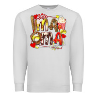 Dove Grey mama softball baseball with popcorn Premium Sweatshirt - texasbilliewilder